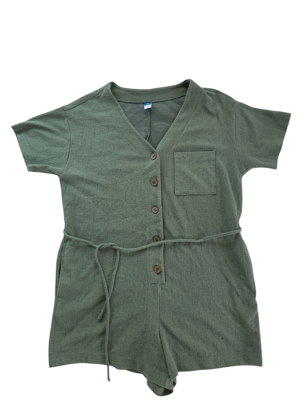 Old Navy Textured -knit Utility Short Sleeve Button Romper - Picture 3 of 6